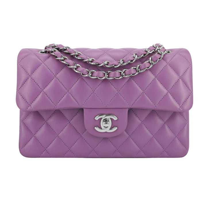Chanel Flap Bag with Chunky Chain Strap Small 22S Lambskin Purple