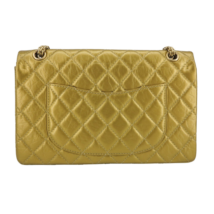 Chanel Gold Quilted Printed Leather Limited Edition Reissue 2.55 Classic  Flap Bag