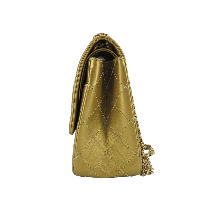 Chanel 2.55 Reissue Flap Bag Size 226 in Gold Aged Calfskin | Dearluxe