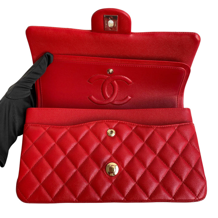 CHANEL Medium Classic Double Flap Bag in 21S Red Caviar