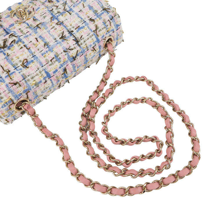 CHANELMini Rectangular Flap Bag in 19C Pink Blue Tweed - Dearluxe.com