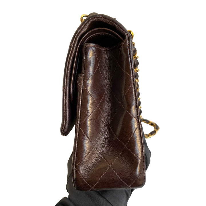 CHANEL Vintage Medium Classic Double Flap Bag in Brown Lambskin - Dearluxe.com