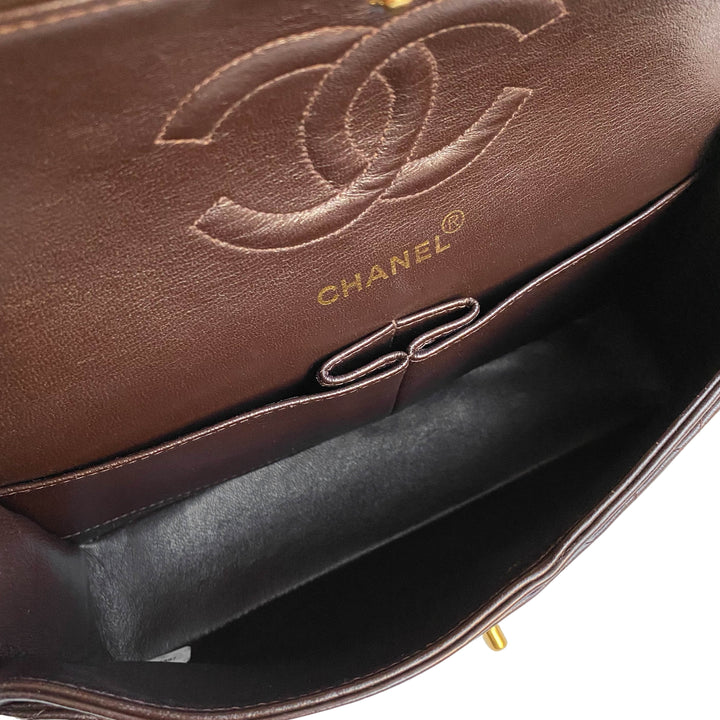 CHANEL Vintage Medium Classic Double Flap Bag in Chocolate Brown Lambskin - Dearluxe.com