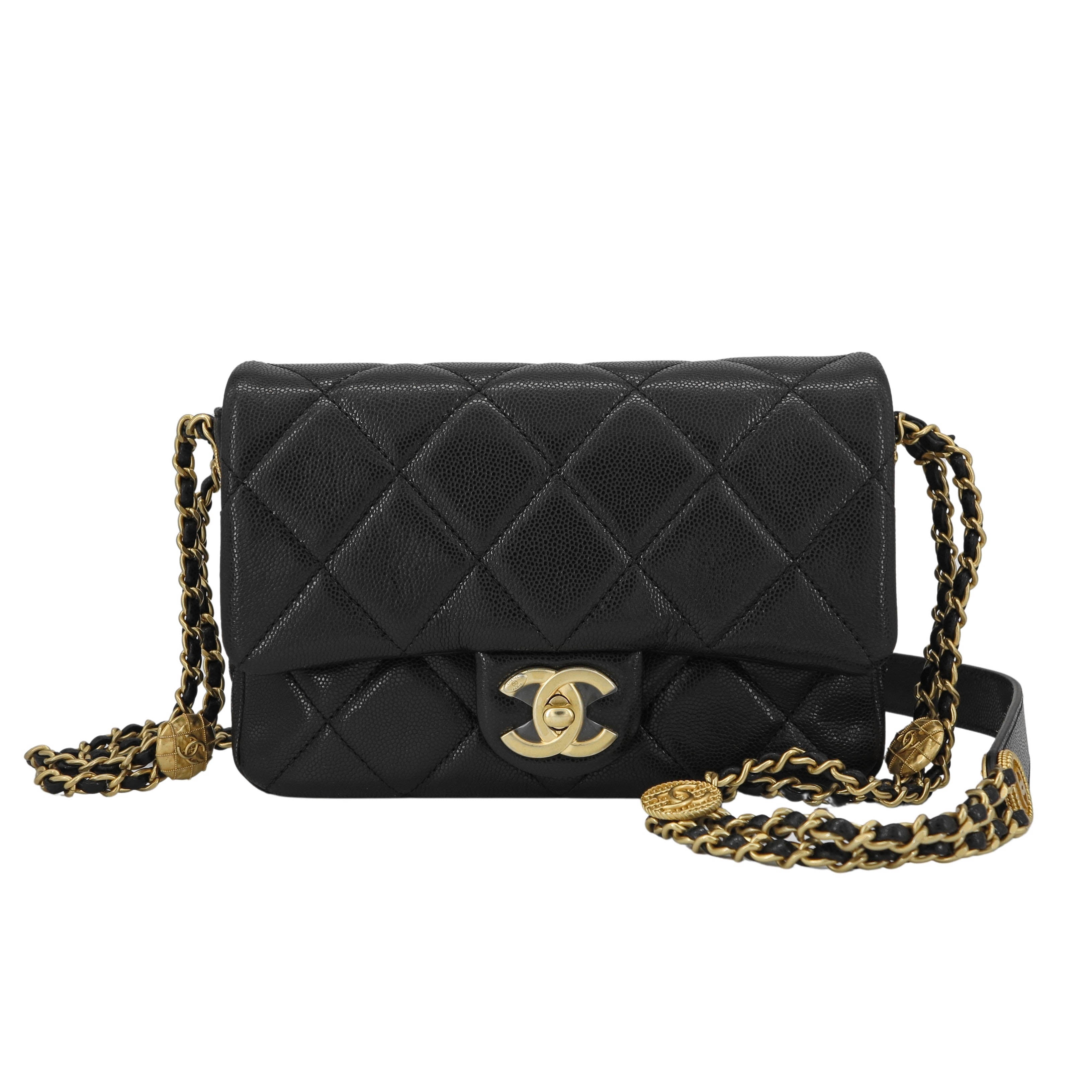 Chanel Mini Flap Bag with Top Handle Black Crumpled Lambskin Aged Gold –  Coco Approved Studio