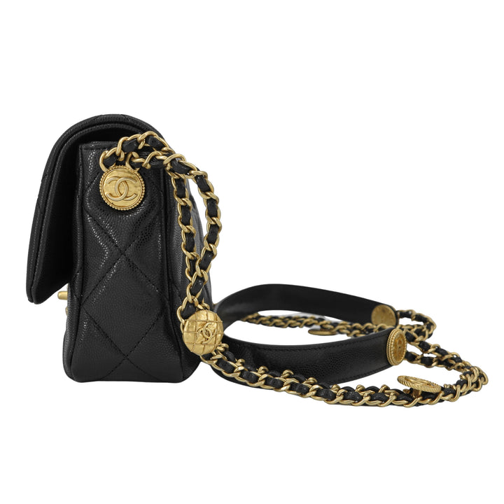Chanel Flap Bag Black Caviar Leather - Gold Hardware