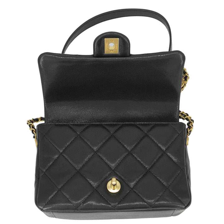 CHANEL 22A Gold Coins Small Flap Bag in Black Caviar