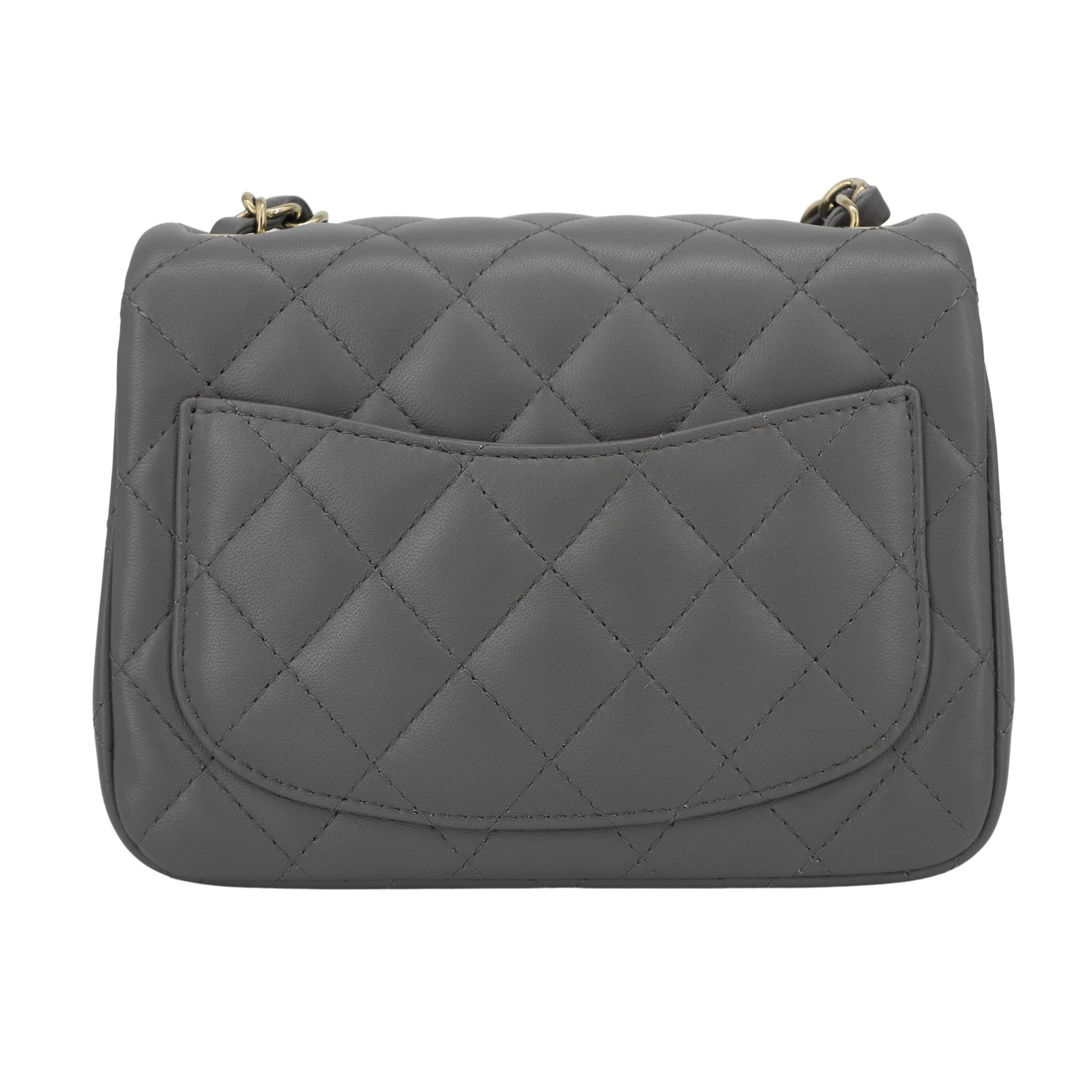 CHANEL Classic Mini Square Flap Bag in 22A Grey Lambskin Dearluxe