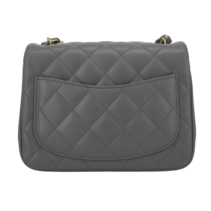 CHANEL Classic Mini Square Flap Bag in 22A Grey Lambskin - Dearluxe.com