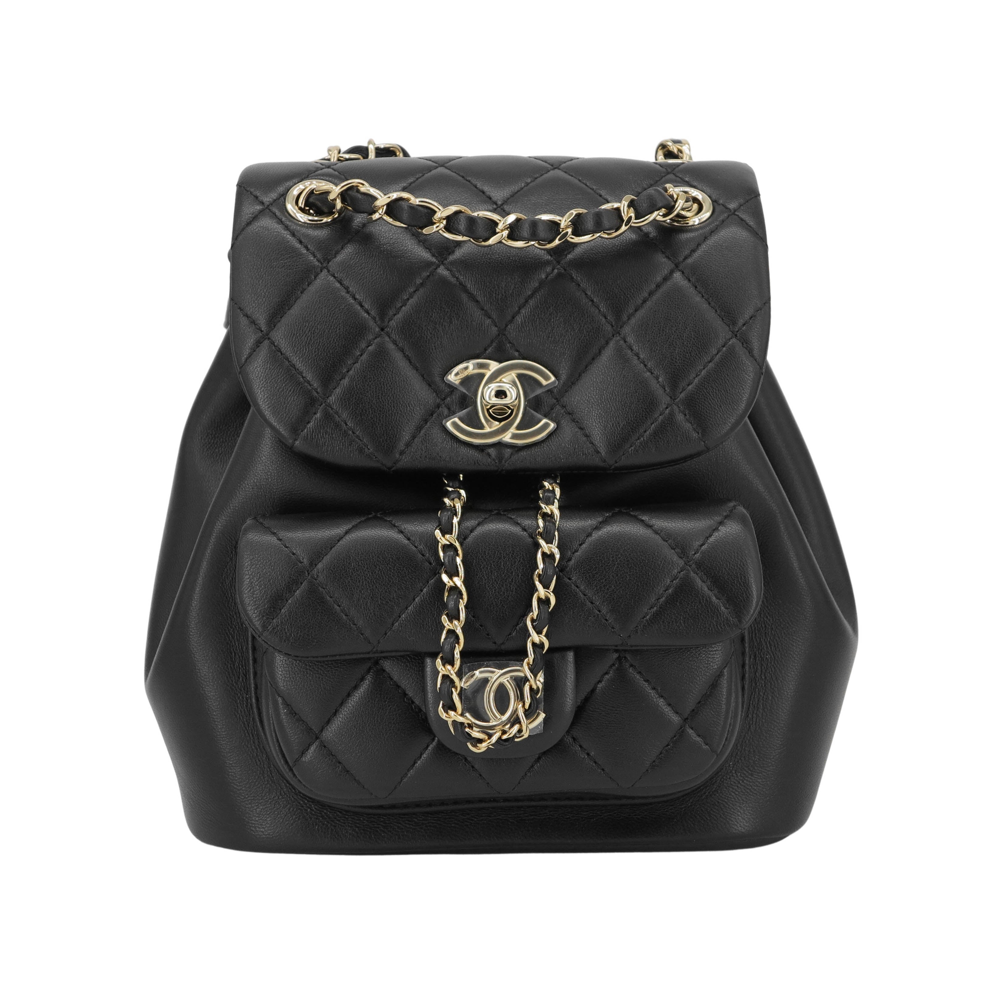 Chanel Black Quilted Caviar Mini Backpack Pale Gold Hardware