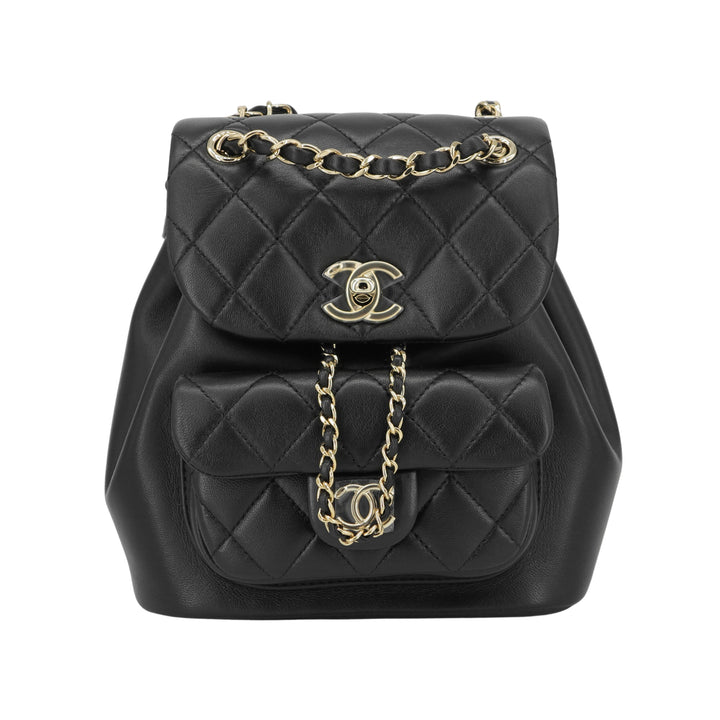 Chanel Gray Quilted Lambskin Mini Duma Backpack Pale Gold Hardware, 2022 (Very Good)