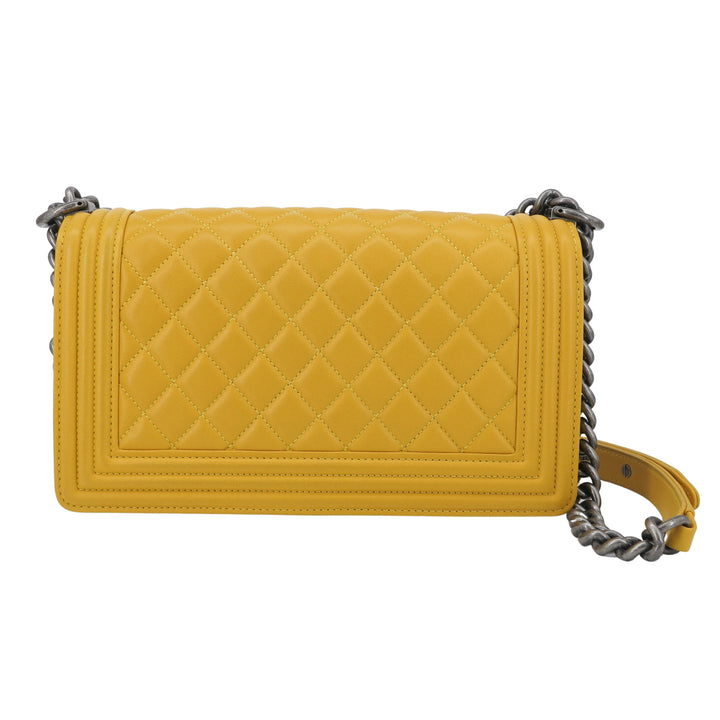 Chanel Medium Boy Flap Bag in Yellow Lambskin | Dearluxe