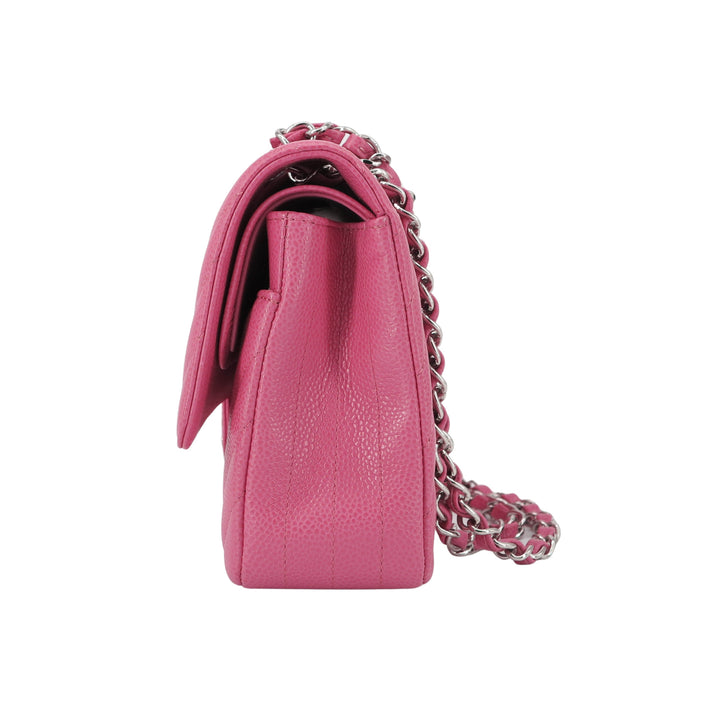 Chanel Chevron Medium Classic Double Flap Bag in Bubble Gum Pink Caviar | Dearluxe