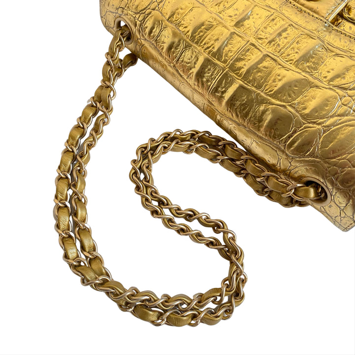 Chanel Gold Croc Embossed Mini Rectangular Flap Bag – Its A Luv Story