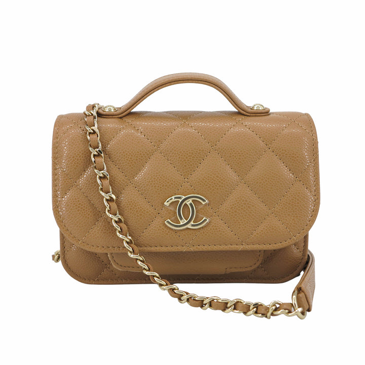 CHANEL Business Affinity Flap Bag Mini. Beige With Light Gold
