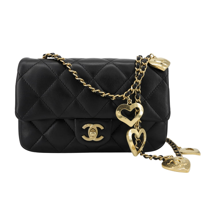 Chanel 22B Mini Flap Bag Crossbody AS3457 Black Lambskin Shoulder Purse  Auth New