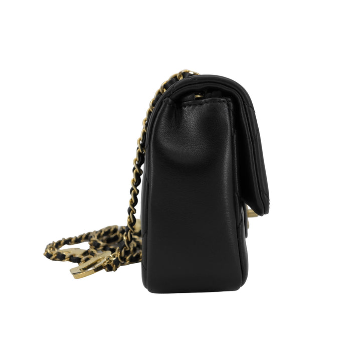CHANEL 22B Heart Charms Mini Flap Bag in Black Lambskin - Dearluxe com