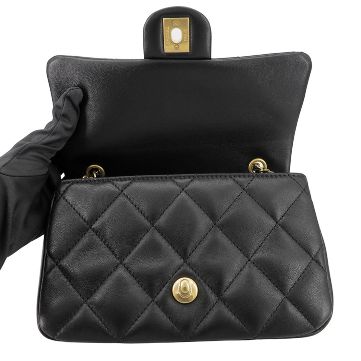 Chanel 22B Heart Charms Mini Flap Bag in Black Lambskin | Dearluxe