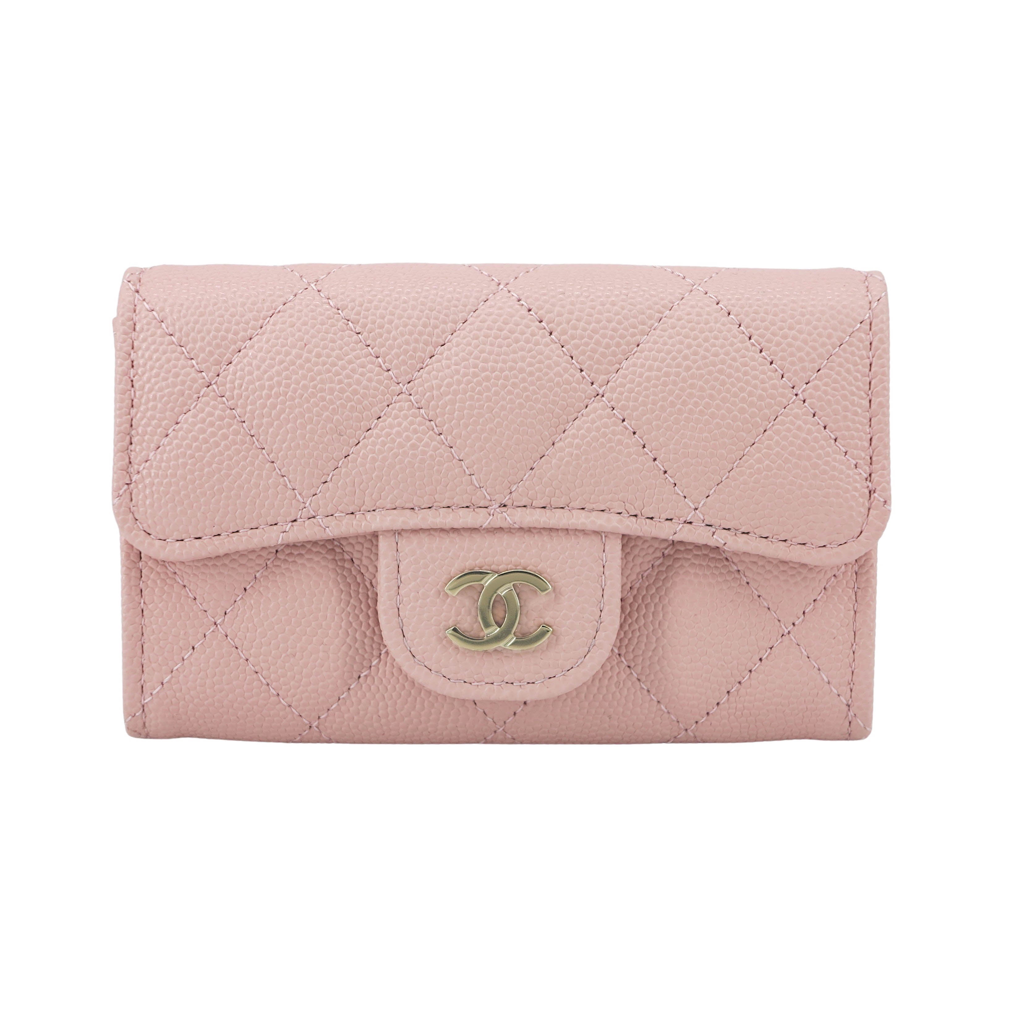 CHANEL 20S Pink Caviar Incognito Flap Card Holder Enamel CC Hardware