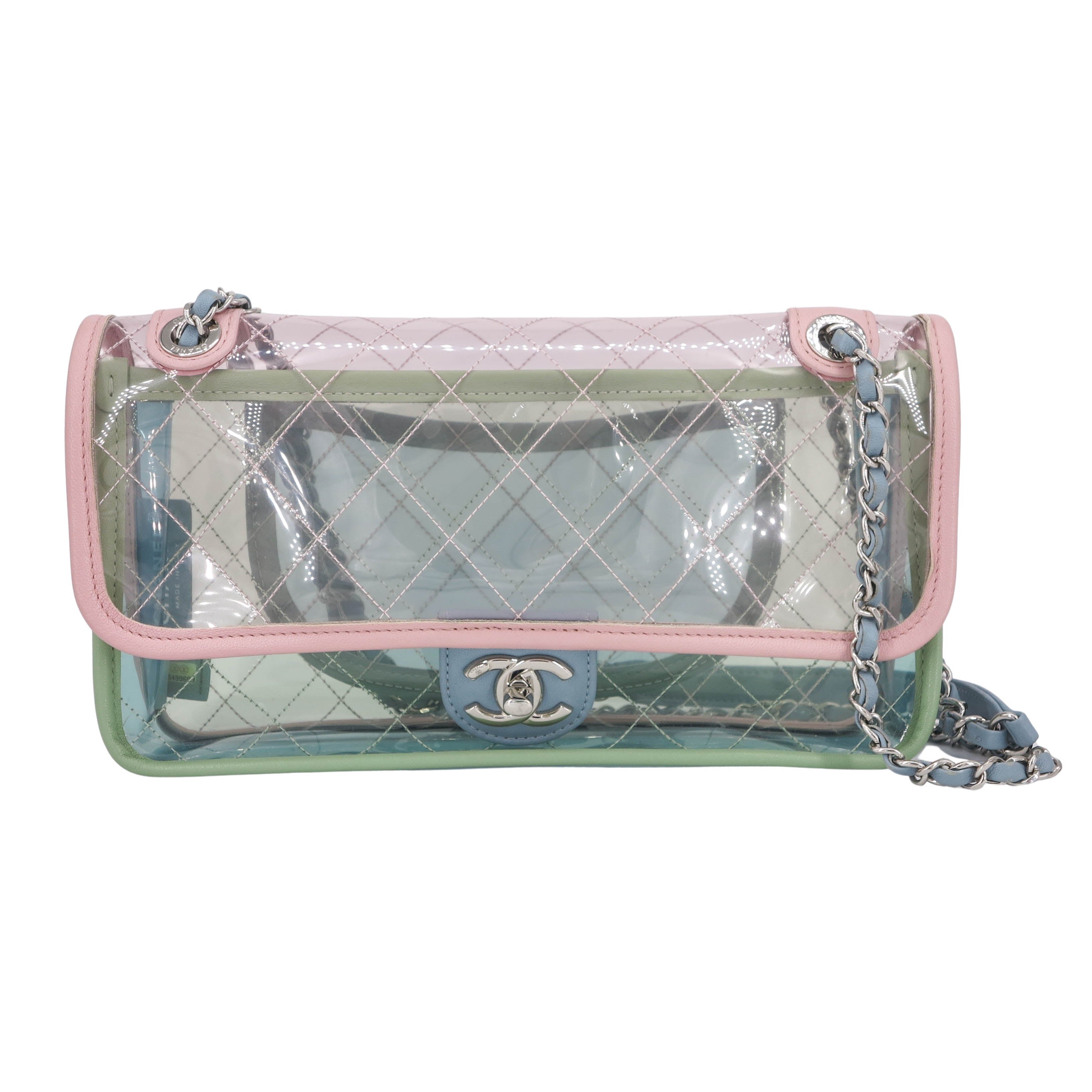 CHANEL Coco Splash PVC Medium Flap Bag Pink Blue Green