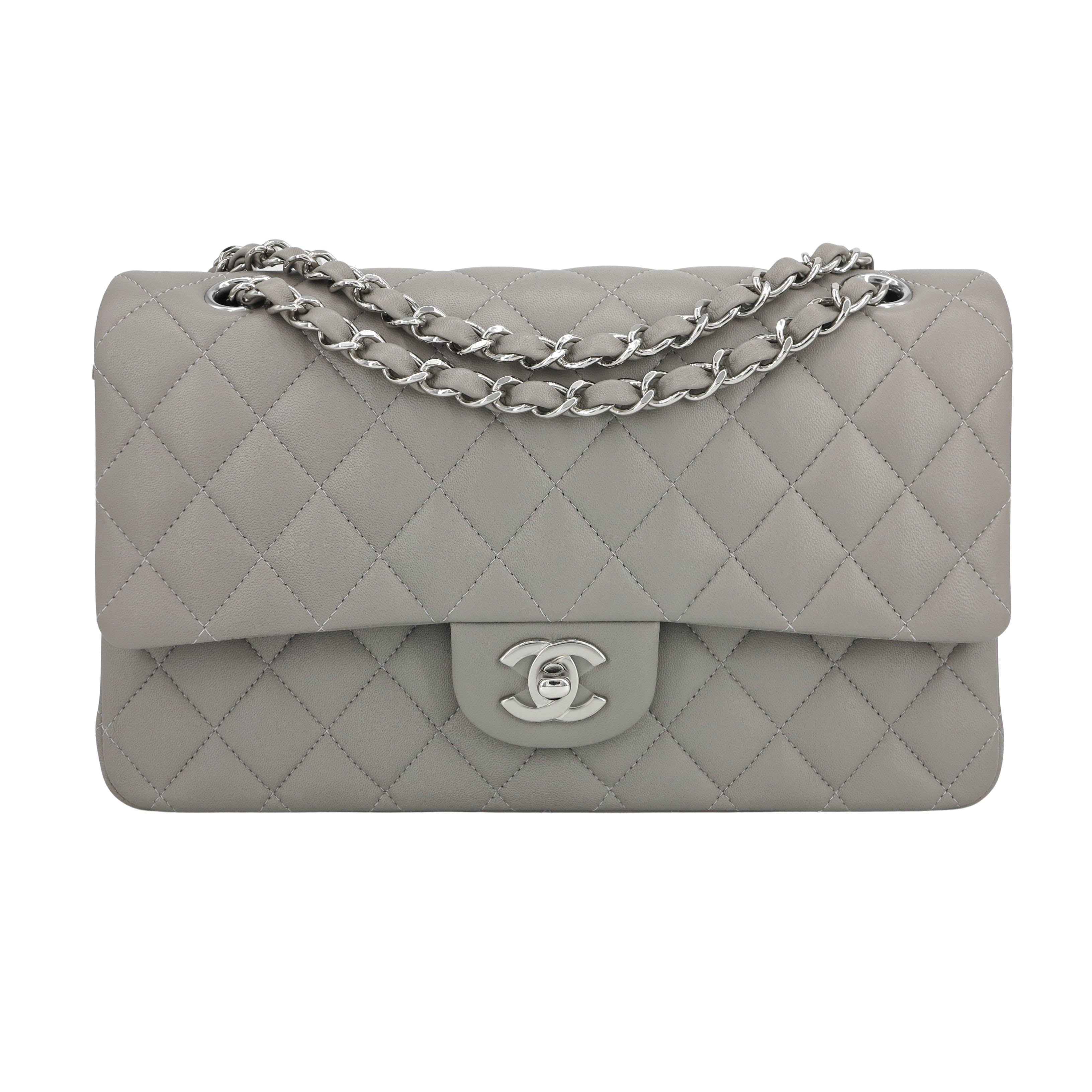 CHANEL Grey Quilted Caviar Leather Jumbo Classic Double Flap Bag