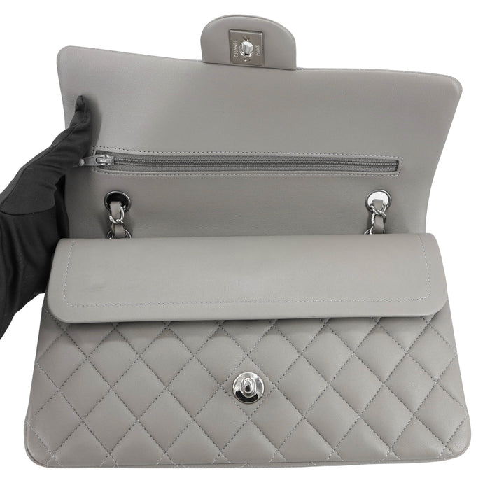 CHANEL Medium Classic Double Flap Bag in 19B Grey Lambskin - Dearluxe.com