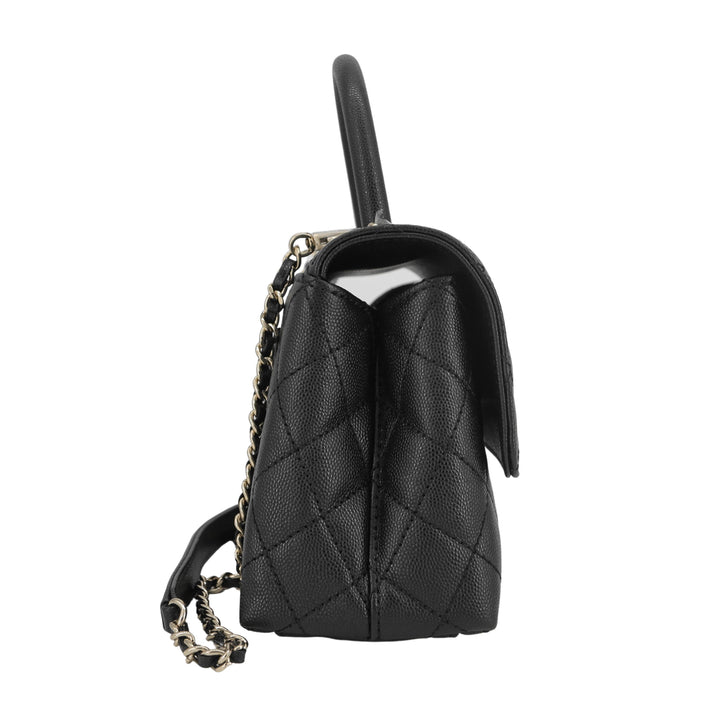 CHANEL Mini Coco Handle Flap Bag in Black Caviar - Dearluxe.com