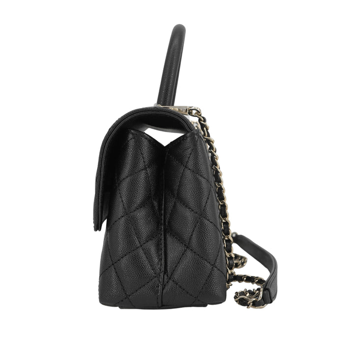 CHANEL Velvet Crystal Quilted Extra Mini Coco Handle Flap Black