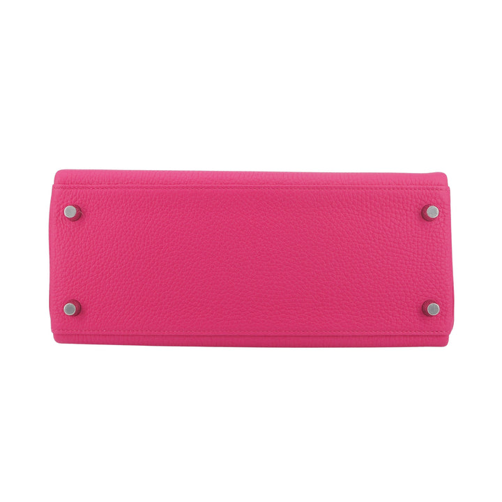 Hermes Kelly 32cm Clemence Rose Shocking Pink Palladium Hardware Crossbody Bag DOECZXDE 144010011575