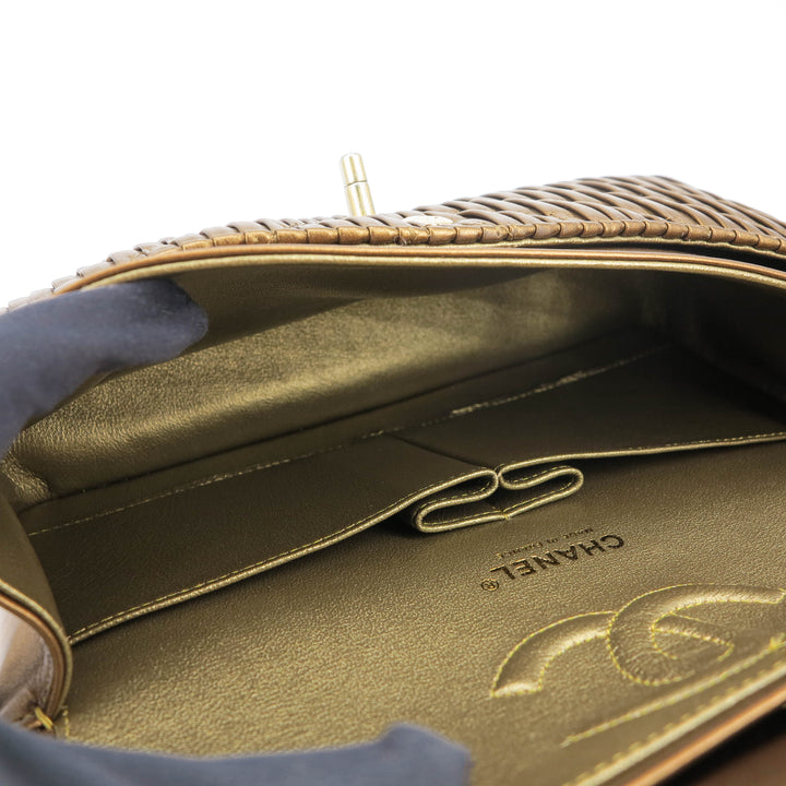 Chanel 18C Chevron Pleated Medium Classic Double Flap Bag in Dark Blue Calfskin | Dearluxe