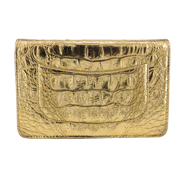 CHANEL 19A Gold O-Coin Purse Amulet Card Holder 2019 Cocodile Lucky Charms  NEW