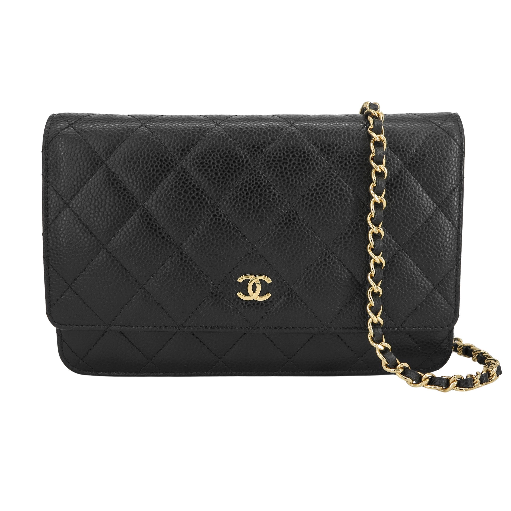 Vintage Chanel Wallet On Chain Bag in Black Fabric  singulié