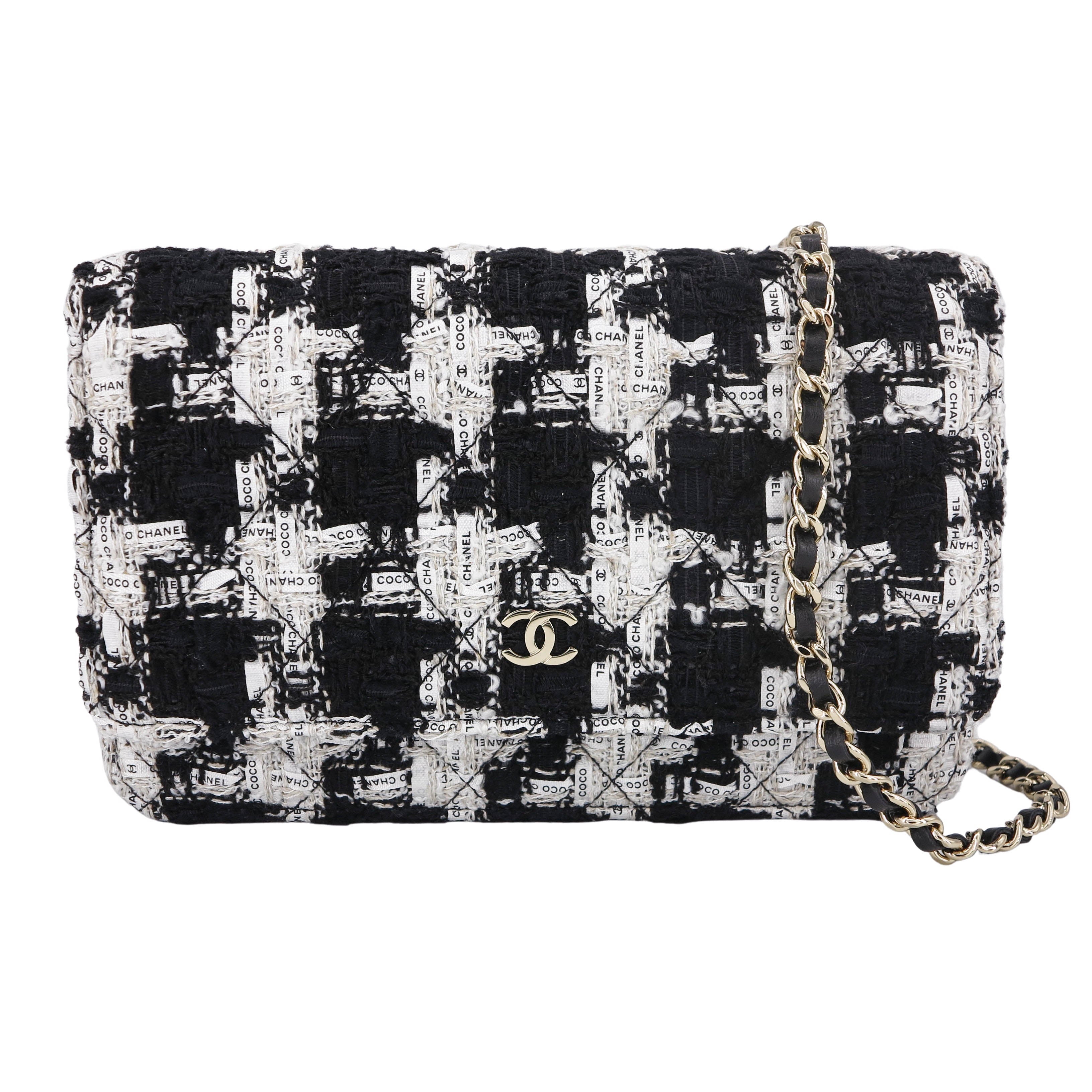 Classic Wallet On Chain WOC in 20S Ribbon Houndstooth Tweed