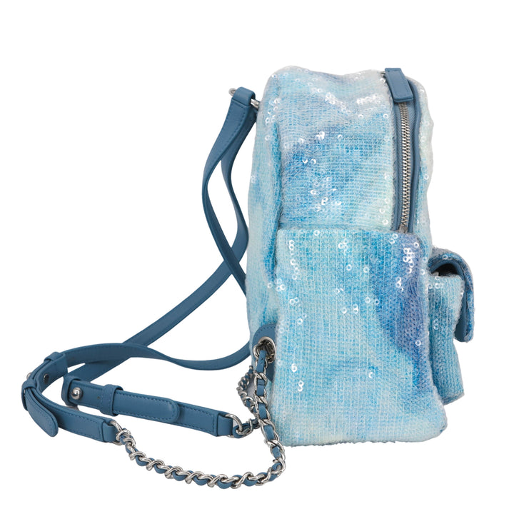 CHANEL 18S Blue Sequin Waterfall CC Backpack |-Dearluxe.com