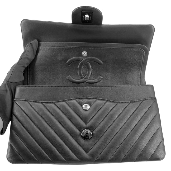 Chanel Classic 2.55 Medium Double Flap Black Lambskin with Silver Hardware  - SOLD