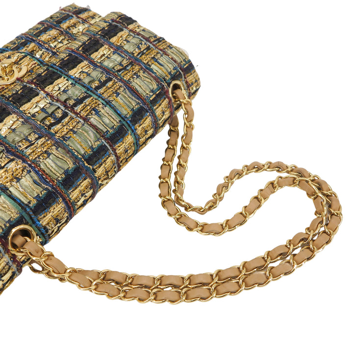 CHANEL 19A Ancient Egypt Gold Tweed Medium Classic Double Flap Bag - Dearluxe.com