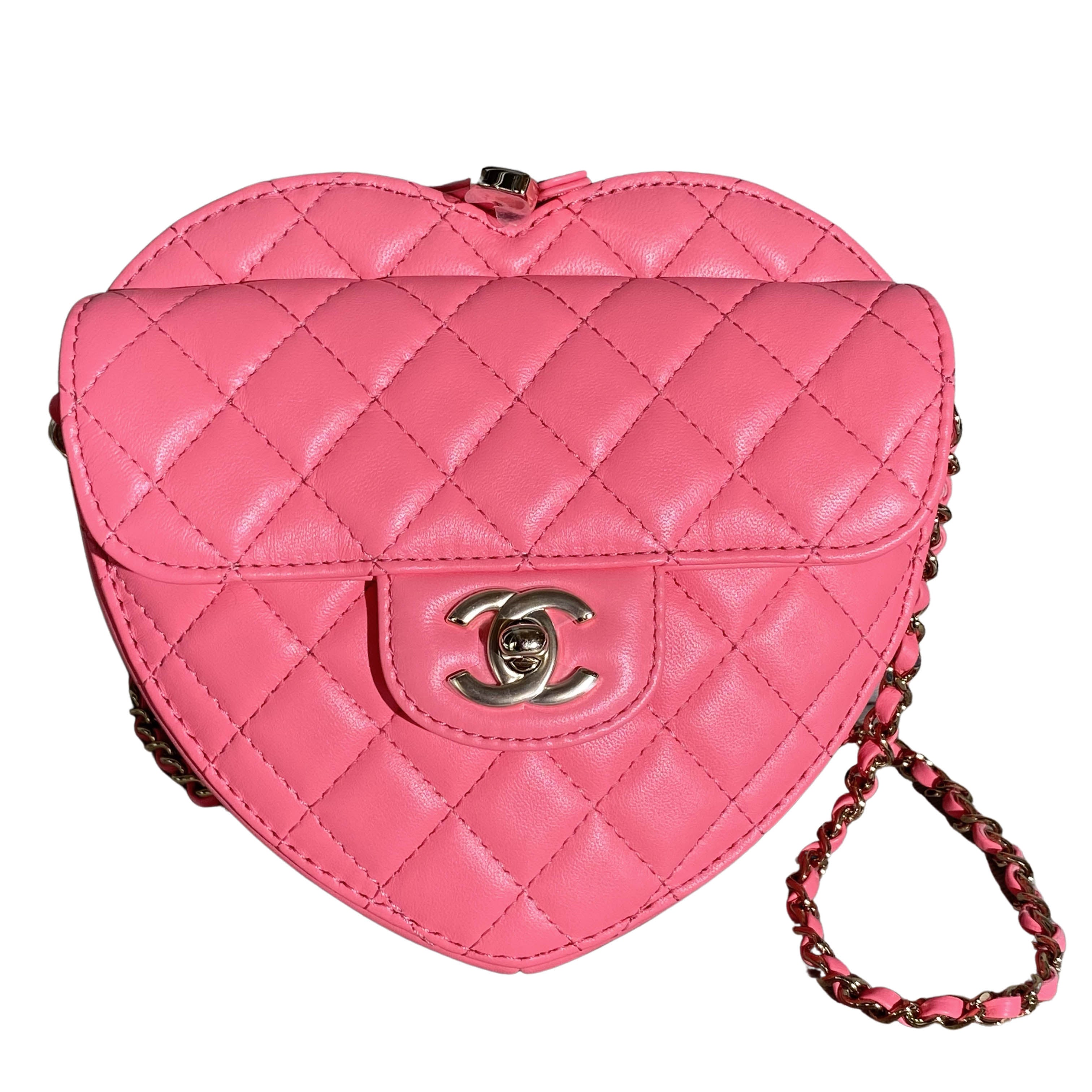 chanel black heart bag pink
