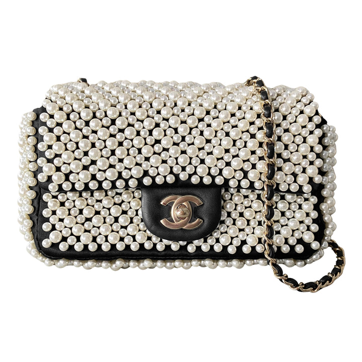Chanel pearl bags 2019 mini flap in 2023  Pearl bag, Plastic canvas  stitches, Bags