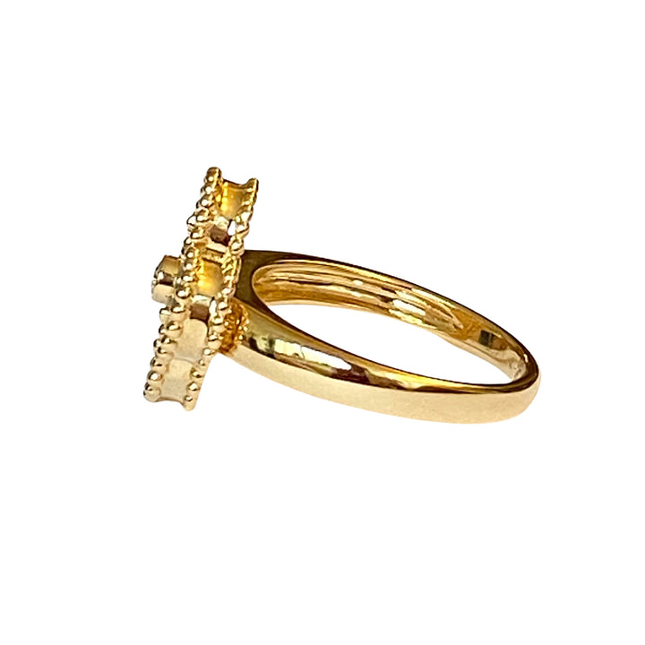 VAN CLEEF & ARPELS Turquoise Vintage Alhambra Diamond Ring 18k Yellow Gold | Dearluxe