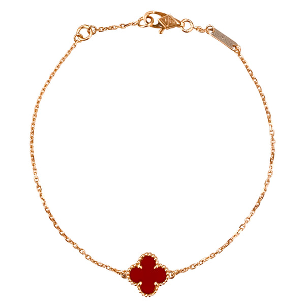 Carnelian Sweet Alhambra  Bracelet 18k Rose Gold