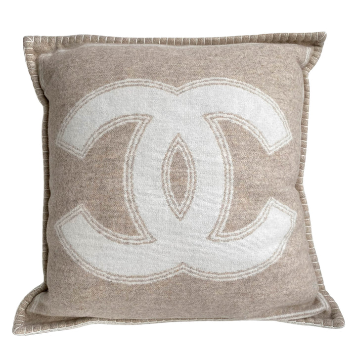 Merino Wool Cashmere CC Pillow Cushion Beige Ivory
