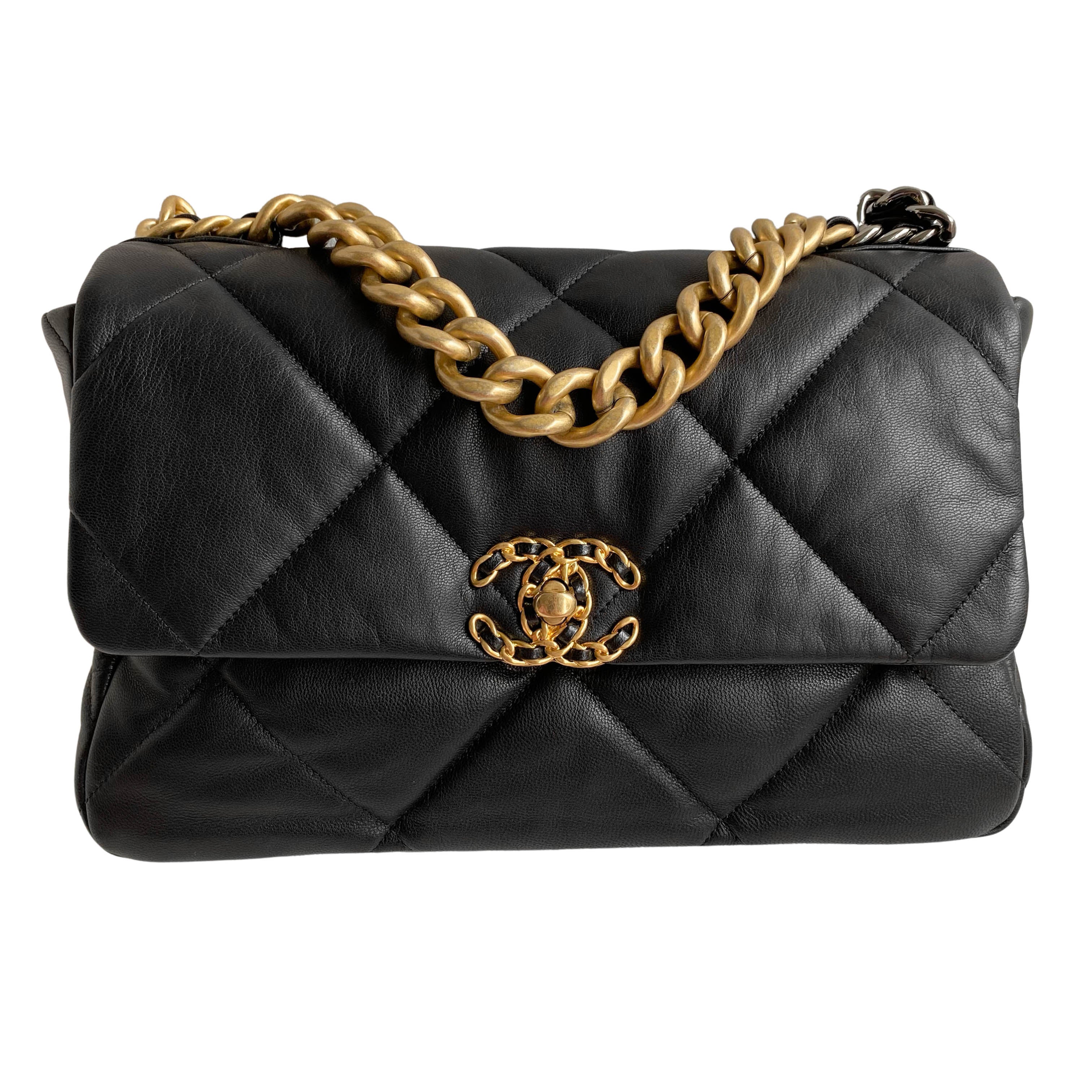 Chanel Large Black Quilted Goatskin 19 Flap