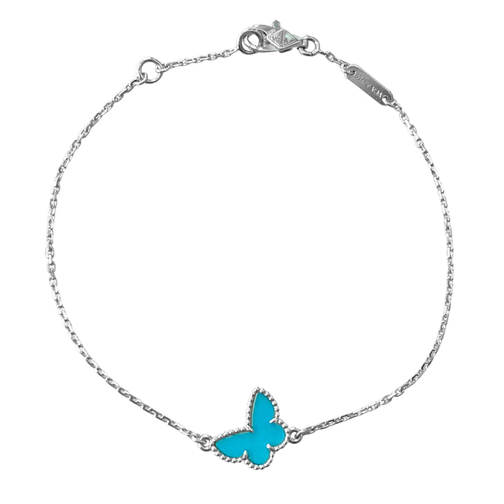 VAN CLEEF & ARPELS Turquoise Sweet Alhambra Butterfly Bracelet 18k White Gold - Dearluxe.com