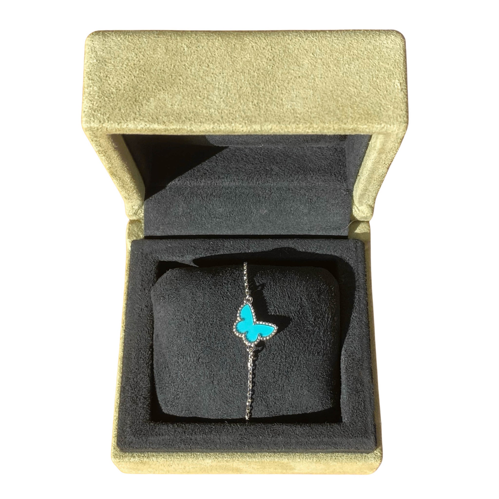 VAN CLEEF & ARPELS Turquoise Sweet Alhambra Butterfly Bracelet 18k