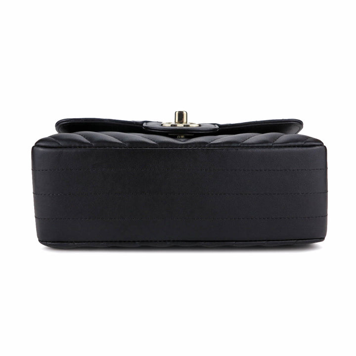 Mini Rectangular Flap Bag in Black Lambskin