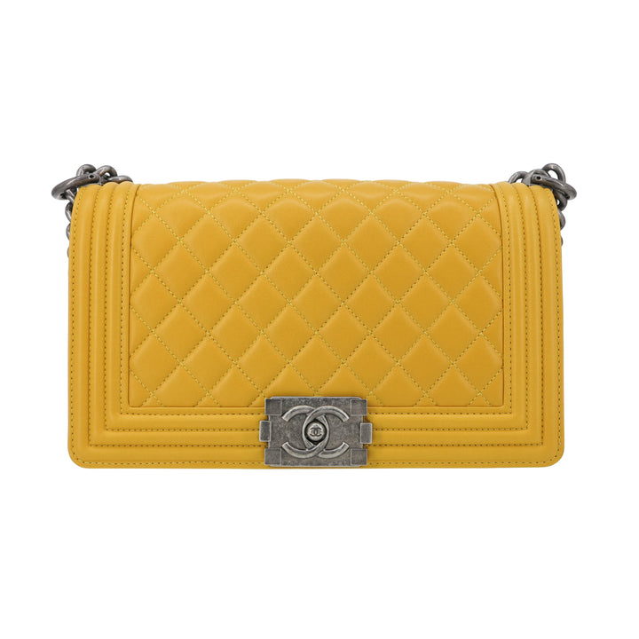 Boy leather handbag Chanel Yellow in Leather - 37091645