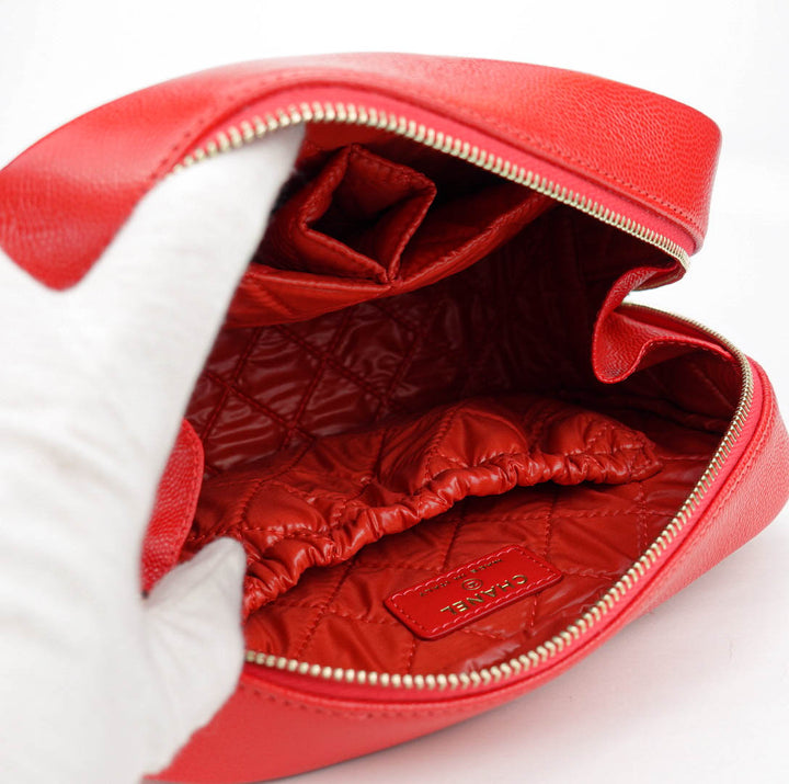 Large Cosmetic Zipper Pouch in Red Caviar