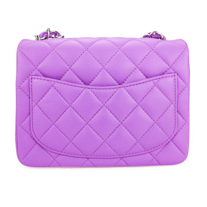 CHANEL Classic Mini Square Flap Bag in 20C Purple Lambskin - Dearluxe.com