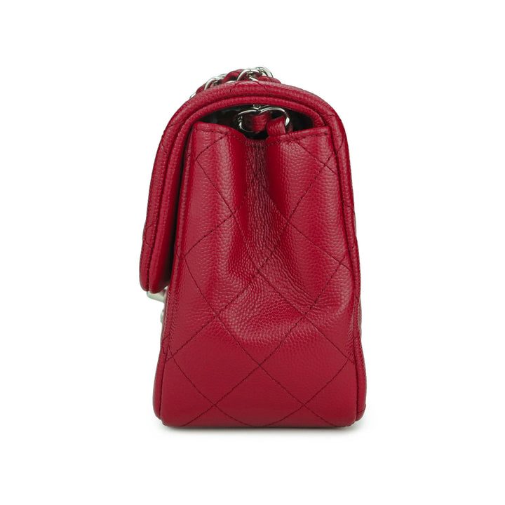 CHANEL Classic Mini Square Flap Bag in 17B Red Caviar