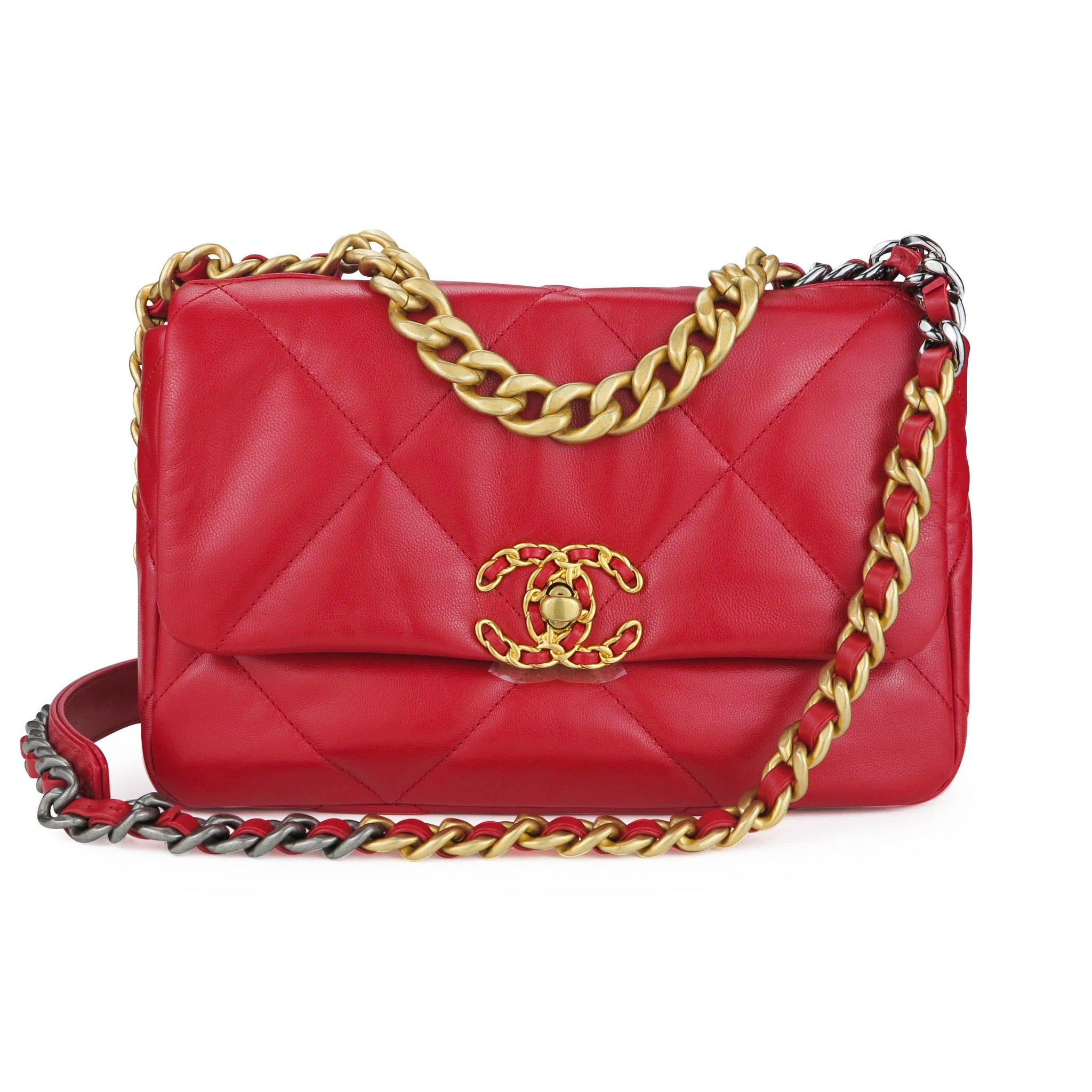 Chanel Chanel 19 Small Flap Bag In Red Goatskin | Dearluxe