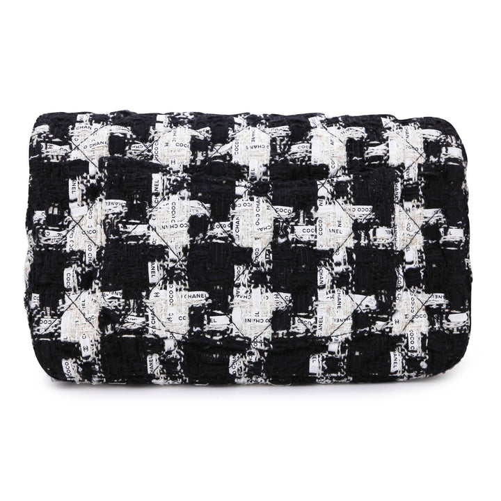 CHANEL 20SS Houndstooth Tweed Mini Rectangular Flap Bag in Black and White - Dearluxe.com